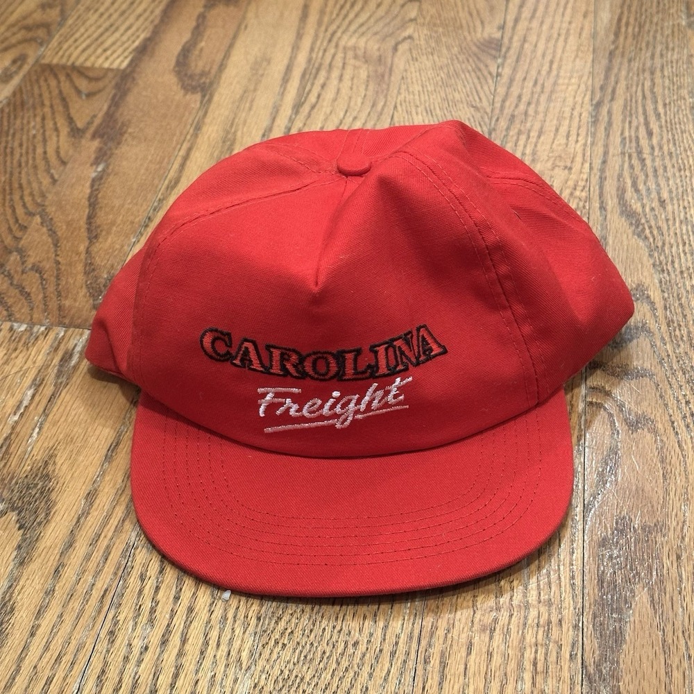 Vintage‎ 80's CAROLINA FREIGHT Red Snapback Trucker Hat Made In USA